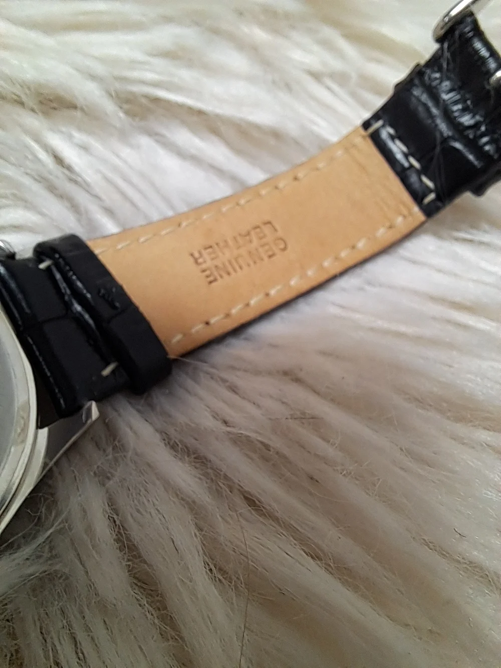 Caravelle By Bulova Silver Dial Watch with Black Leather Strap